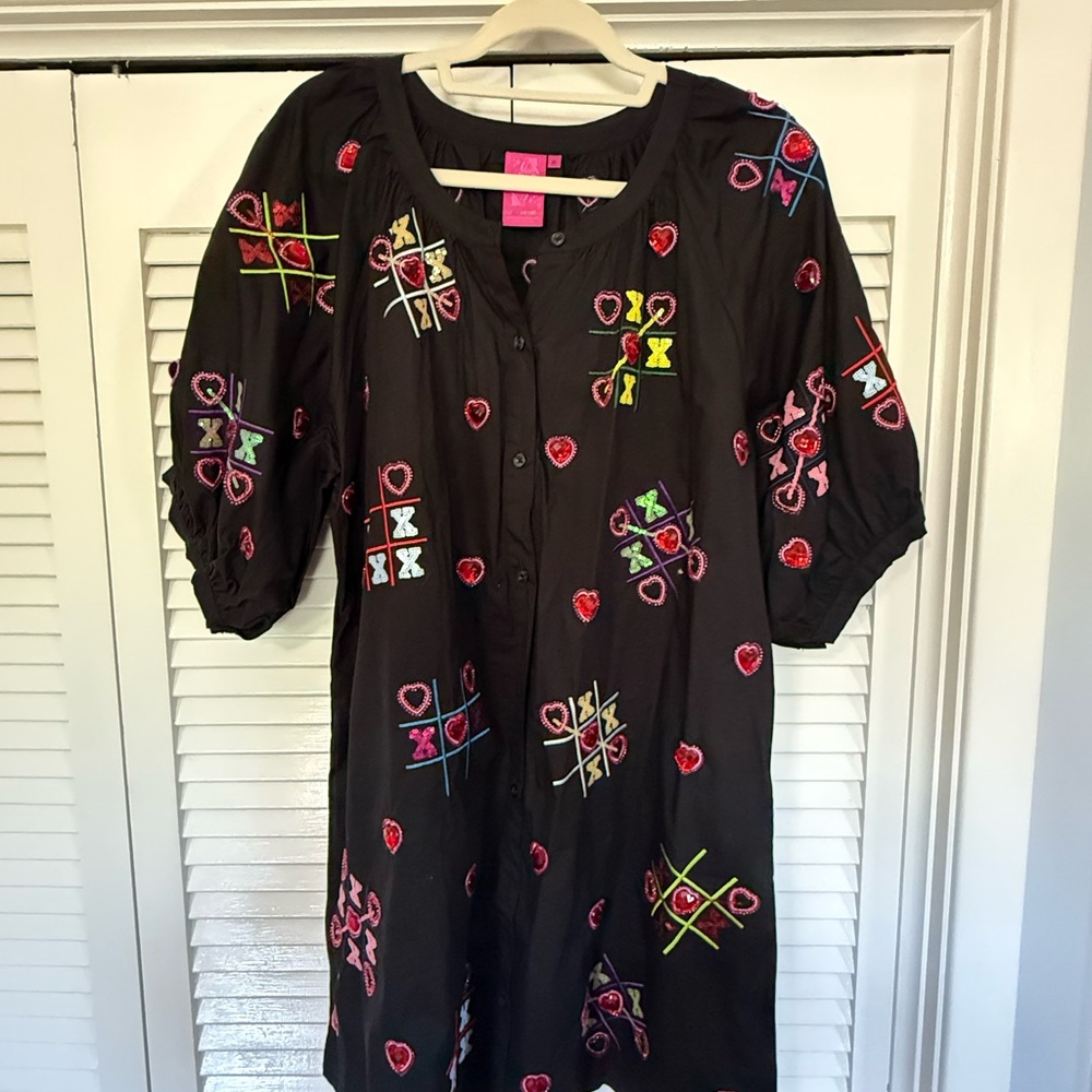 QUEEN OF SPARKLES Black Dress with Colorful Embroidery